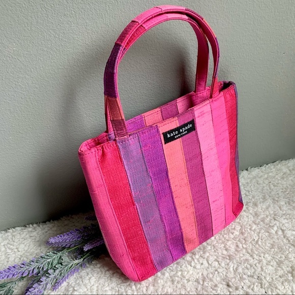 Kate Spade 90s Shantung Top Handle Pink Silk Evening Designer Tote Purse Barbie - Picture 3 of 16